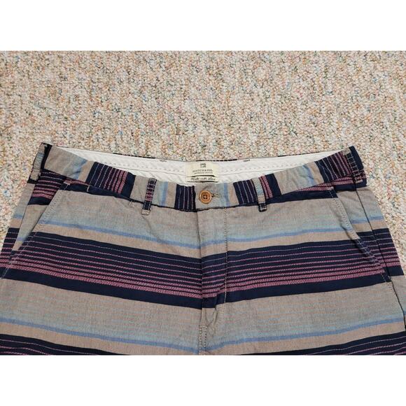Scotch & Soda Shorts Mens 34 Grey Blue Orange Striped Southwestern Preppy Casual - Picture 2 of 13